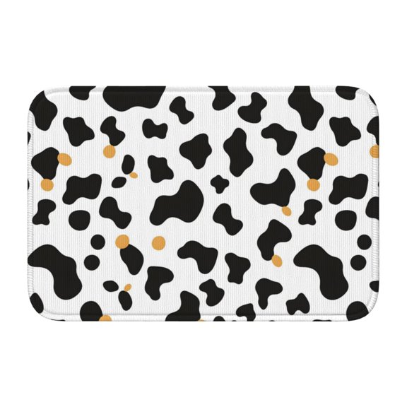 Crystal Velvet Floor Mat 23.6x15.7in Square Lock Edge Easy Cleaning Using Woven Technique Corrosion Resistant Bottom Drop Plastic Simple Cow Print Pattern, Vector Art Style_2