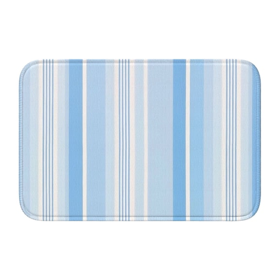 Crystal Velvet Floor Mat 23.6x15.7in Square Lock Edge Easy Cleaning Using Woven Technique Corrosion Resistant Bottom Drop Plastic Skyblue Stripe_3