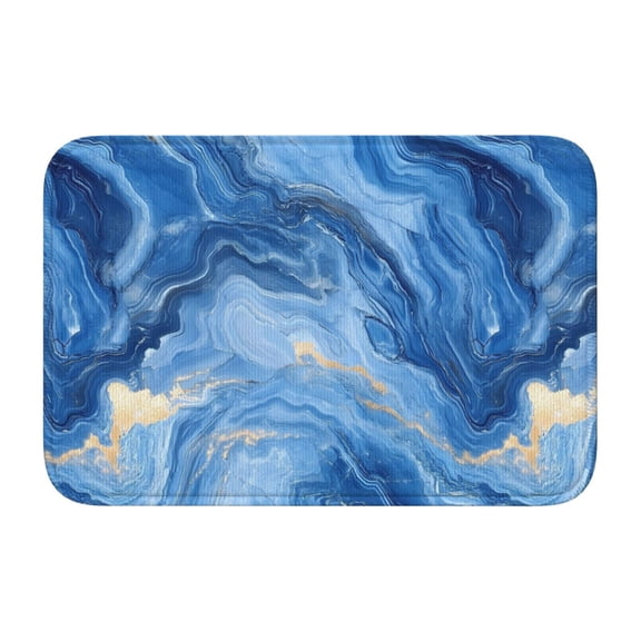 Crystal Velvet Floor Mat 23.6x15.7in Square Lock Edge Easy Cleaning Using Woven Technique Corrosion Resistant Bottom Drop Plastic Steelblue Marble_1