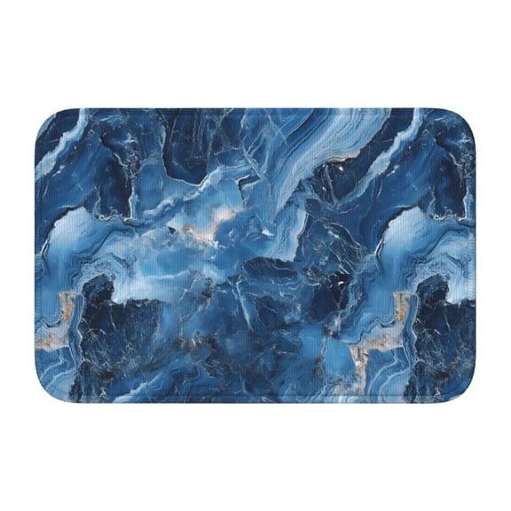 Crystal Velvet Floor Mat 23.6x15.7in Square Lock Edge Easy Cleaning Using Woven Technique Corrosion Resistant Bottom Drop Plastic Steelblue Marble_2