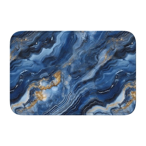 Crystal Velvet Floor Mat 23.6x15.7in Square Lock Edge Easy Cleaning Using Woven Technique Corrosion Resistant Bottom Drop Plastic Steelblue Marble_3
