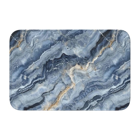Crystal Velvet Floor Mat 23.6x15.7in Square Lock Edge Easy Cleaning Using Woven Technique Corrosion Resistant Bottom Drop Plastic Steelblue Marble_4