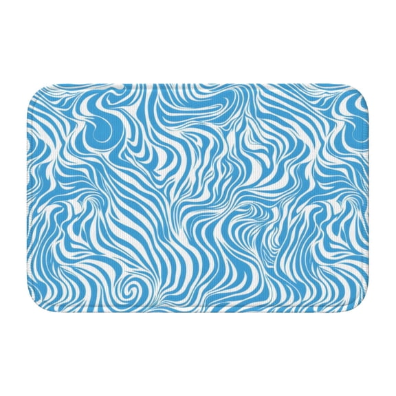 Crystal Velvet Floor Mat 23.6x15.7in Square Lock Edge Easy Cleaning Using Woven Technique Corrosion Resistant Bottom Drop Plastic Zebra Print Style Lightblue_1
