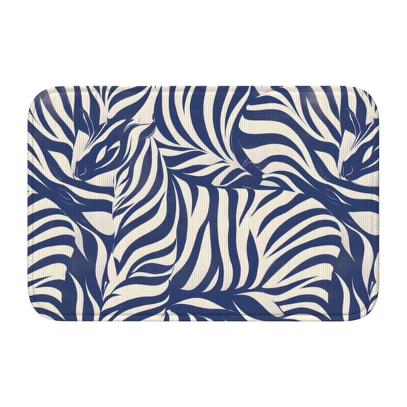 Crystal Velvet Floor Mat 23.6x15.7in Square Lock Edge Easy Cleaning Using Woven Technique Corrosion Resistant Bottom Drop Plastic Zebra Print Style Steelblue_1