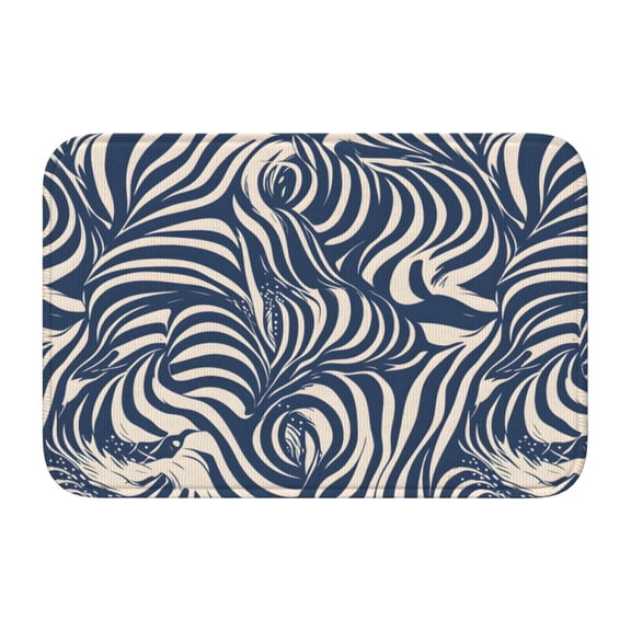 Crystal Velvet Floor Mat 23.6x15.7in Square Lock Edge Easy Cleaning Using Woven Technique Corrosion Resistant Bottom Drop Plastic Zebra Print Style Steelblue_3
