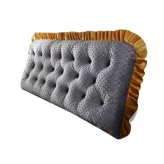 Velvet Headboard Wedge Pillow King Double Size Backrest Cushion for Bed with Removable Washable Cover Bedside Support Bolster Reading Pillow for Daybed Bunk Bed Dorm
