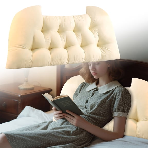 Velvet Headboard Wedge Pillow King Double Size Backrest Cushion for Bed with Removable Washable Cover Bedside Support Bolster Reading Pillow for Daybed Bunk Bed Dorm