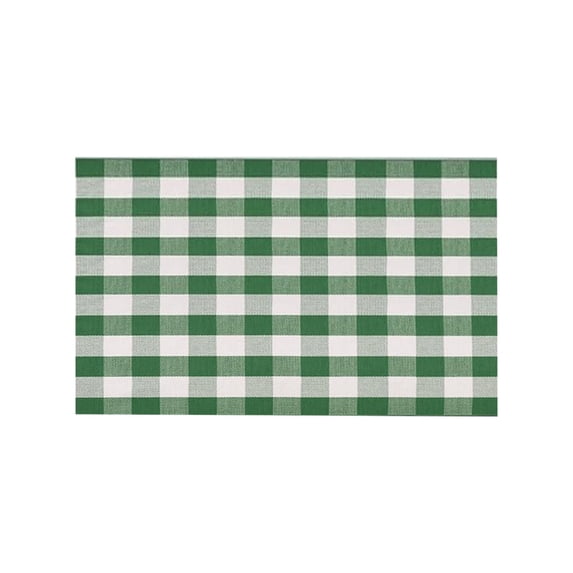 Velvet Reversible Area Rug 70X110cm Farmhouse Floor Mat, Handwoven Washable Carpet Checkered Plaid Rug for Front Porch Living Room Kitchen Bedroom - Green White