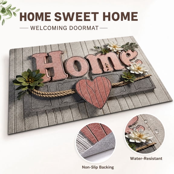 Crystal Velvet Welcome Home Entry Mat, Non Slip Absorbent Indoor Rug, Wear Resistant Easy Clean Floor Mat for Hallway & Bedroom 23.615.8 inch