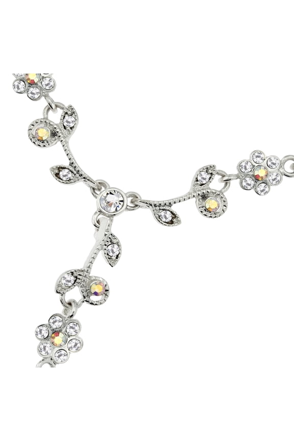 Elegant Crystal Flower Vine Necklace with Aurora Borealis Accents - Perfect for Special Occasions Jewelry Necklace