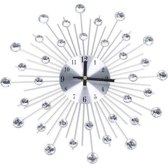 Crystal Wall Clock, Large Wall Clocks for Living Room Decor Modern Silent Wall Clocks, Modern Home Decorations for Living Room,Bedroom,Dining Room, Office, 13 inch