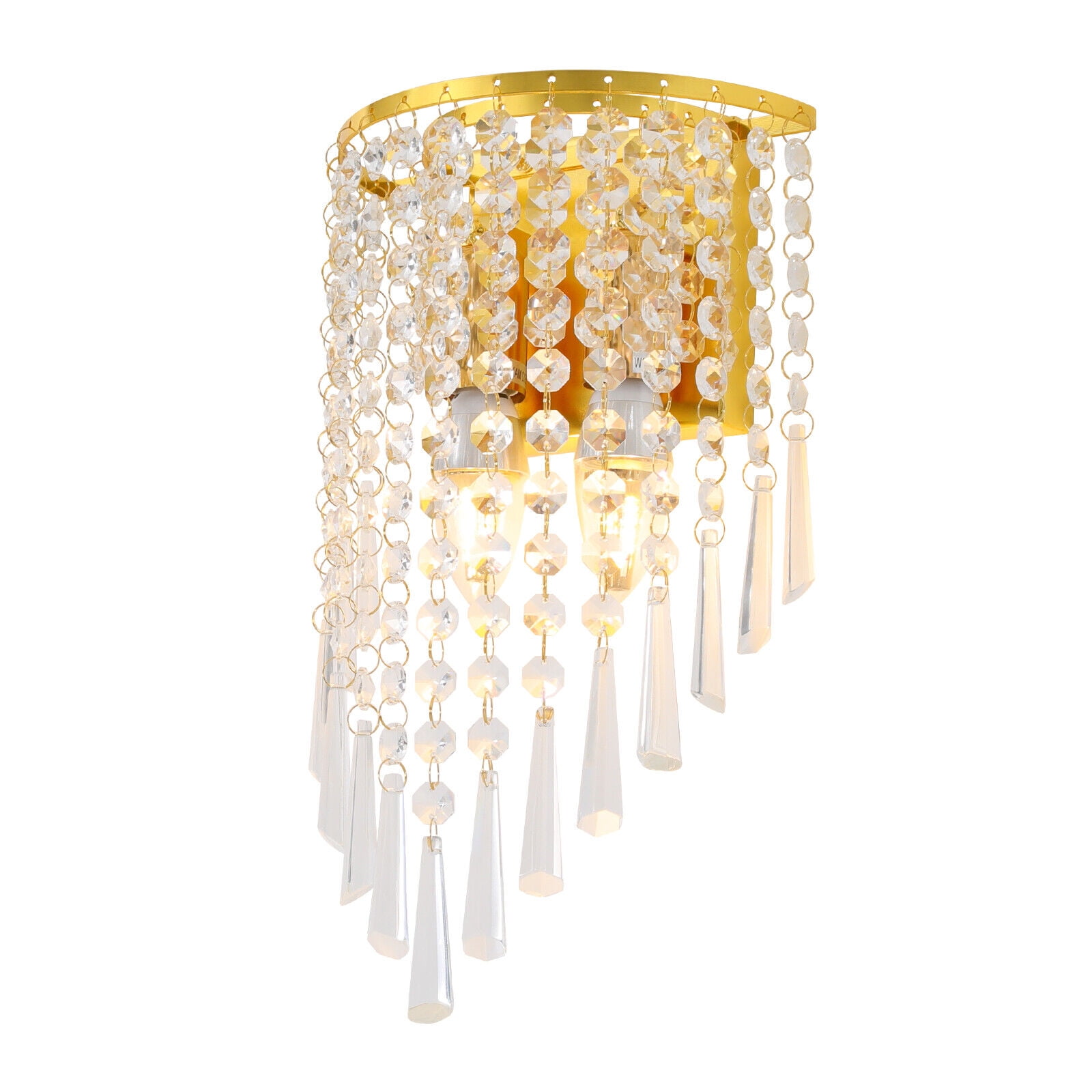 Crystal Wall Light Sconces - Modern Semicircle Wall Mount Lamp with Elegant Design, Dimmable Lighting Fixture for Bedroom, Living Room, and Hallway Decor