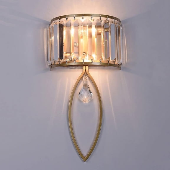 Crystal Wall Sconce Lamp Geometric Metal Wall Light, Postmodern Headboard Lighting Fixture, E14 Flush Mount Wall Lamps Night Lights for Hotel Bedroom Bedside Living Room