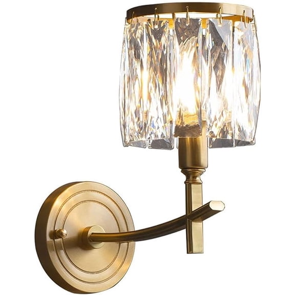 Crystal Wall Sconce Light Brass Wall Lamp Modern Wall Lighting Fixture, E14 Luxury Wall Mount Lights Headboard Lamps for Living Room Bedroom Bedside Hallway Restaurant