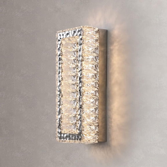 Crystal Wall Sconce Postmodern Wall Mount Lighting Fixture, Chrome Wall Lamp LED Headboard Light, Bedroom Bedside Wall Sconces Living Room Decor Wall Wash Lights