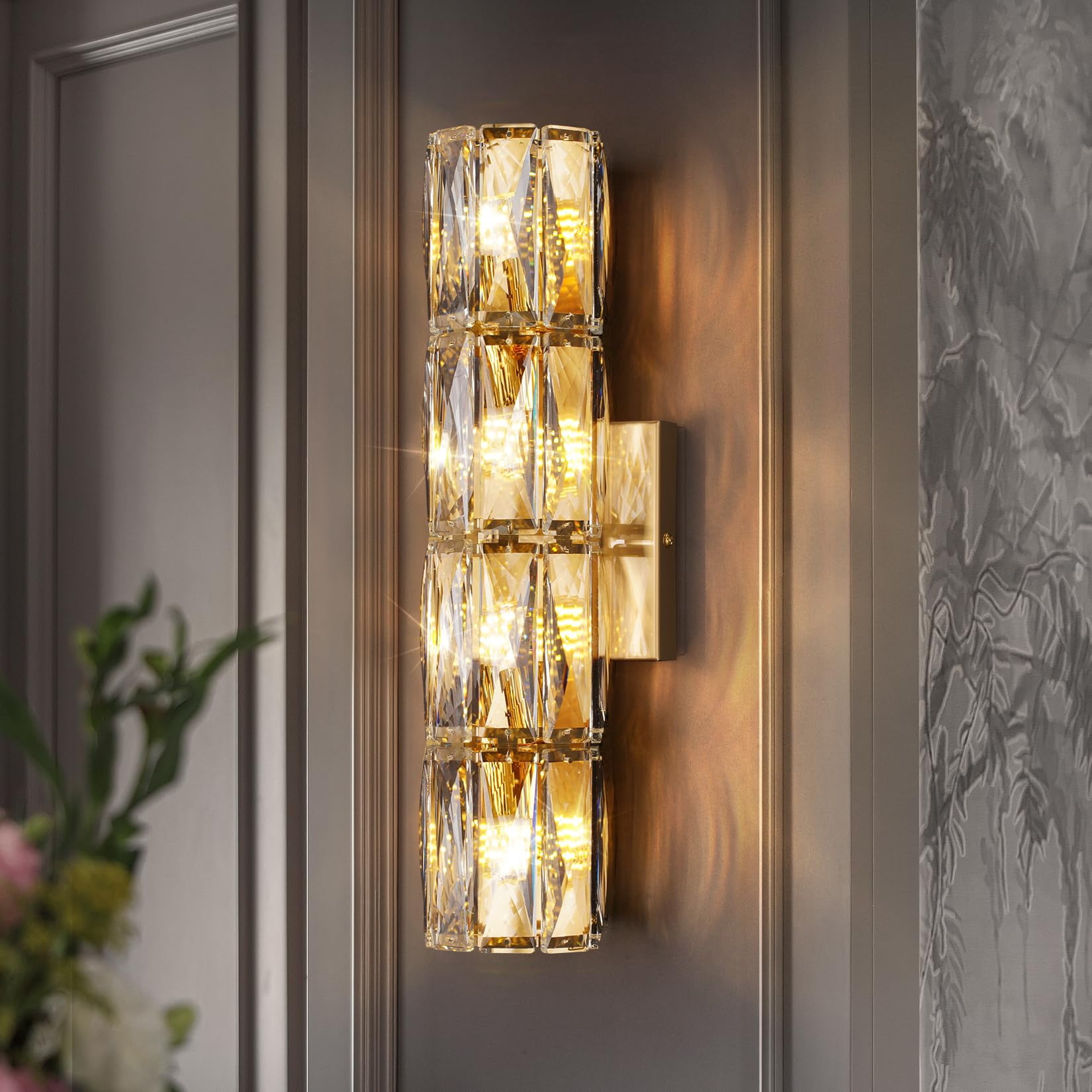 Crystal Wall Sconces Lighting, Modern Gold Wall Light Fixture, Elegant ...