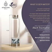 Crystal Water Bottle Elixir Set | Includes Black Tourmaline & Clear Quartz Healing Crystals | Black Neoprene Sleeve | Drink Gem Infused Water On The Go