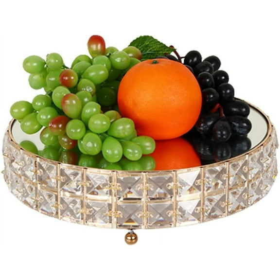 Crystal Wedding Cake Stand, Metal Round Dessert & Fruit Display Stand, for Birthday, Wedding, Party,14 inches