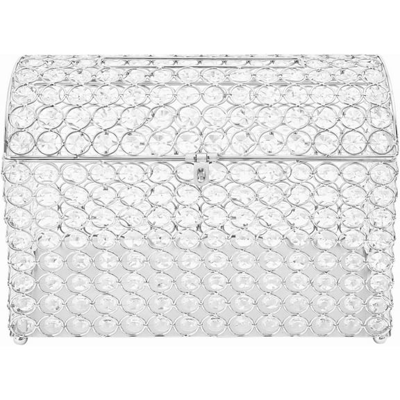 Crystal Wedding Card Box with Heart Lock, Treasure Chest Wedding Money Box Gift Display for Keepsake Wedding Receptions Centerpiece Decor Anniversary