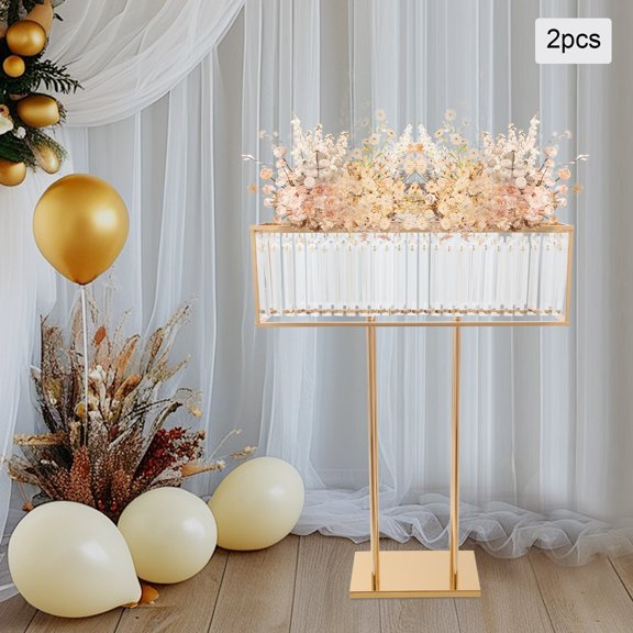 Crystal Wedding Flowers Stands Luxurious Centerpieces 2PCS 35.43inch Height 35.43*27.56in for Christmas Events, Engagement Ceremonies, Graduation Celebrations