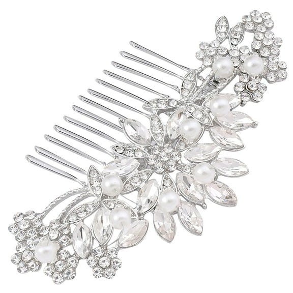 Crystal Wedding Hair Comb Bridal Hair Comb Pearl Wedding Headpiece Silver Hair Accessories