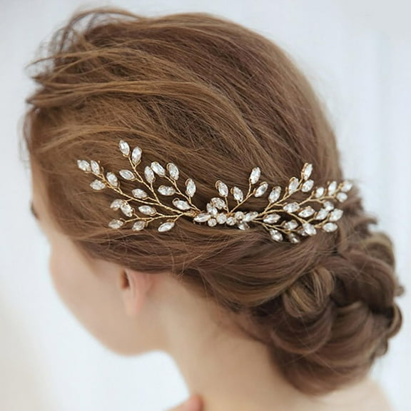 Crystal Wedding Hair Comb Rhinestone Headpieces Leaf Bride Hair Pieces Bridesmaid Side Hair Combs for Women and Girls (silver)