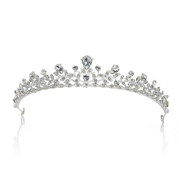 Crystal Wedding Tiara for Bride & Flower Girls - Princess Tiara Headband Pageant Crown, Bridal Hair Jewelry for Women and Girls, Silver