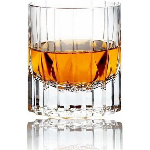 Crystal Whiskey Rocks Glass-8OZ-240ml-Luxurious Hand Cut Old fashioned Heavy Base Tumblerfor Drinking Whisky, Scotch, Cocktails, Vodka, Cognac, Liquor - Gift Idea for Home Bar (1)