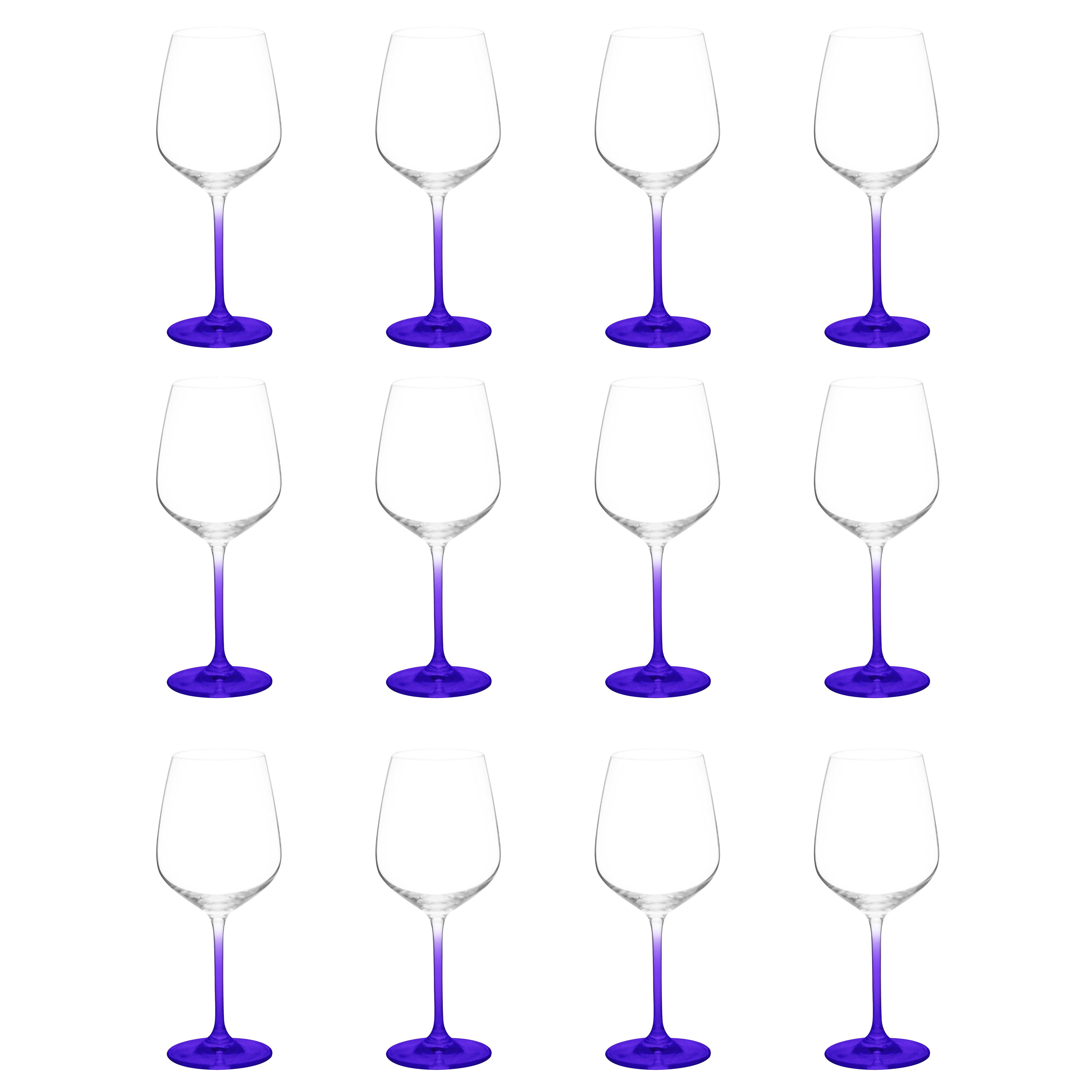 Crystal Wine Glasses 17.5 oz. Set of 12, Bulk Pack - Restaurant Glassware, Perfect for Red Wine or White Wine - Purple