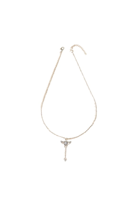 Crystal Wing Heart Necklace Goth Fairy Zircon Pendant Necklaces Irregular Clavicle Chain Aesthetic Jewelry