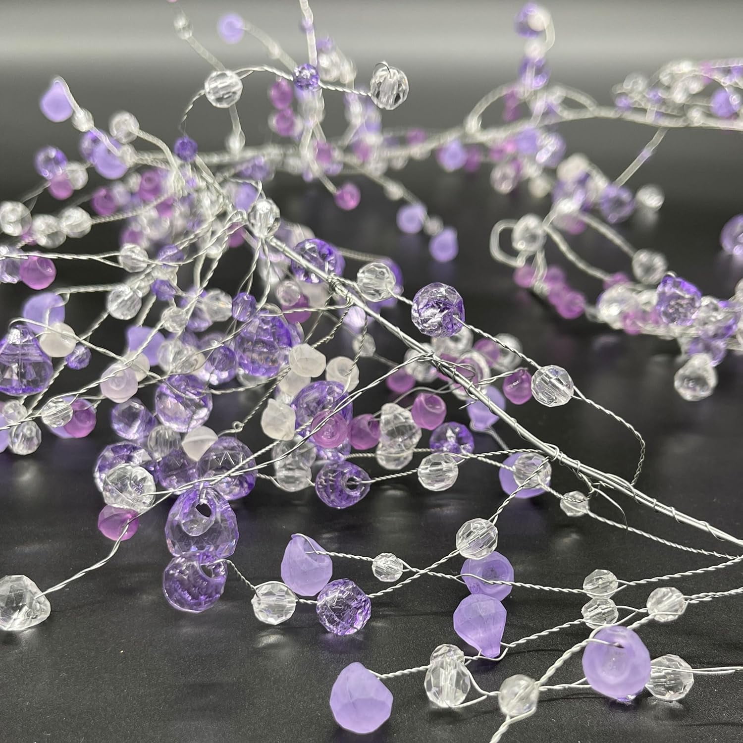 Crystal Wire String Frosted Cut Beaded Glitter Gem String Decorative