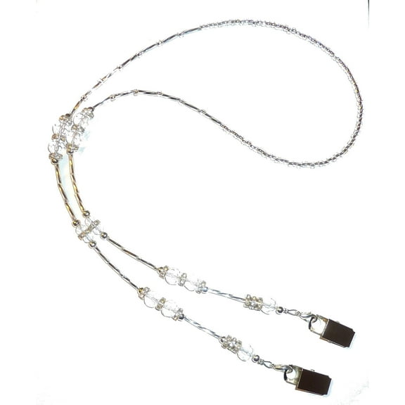 Crystal Women's Fashion Beaded Bulldog Lanyard Badge Holder, 34 inches, Mask Holder