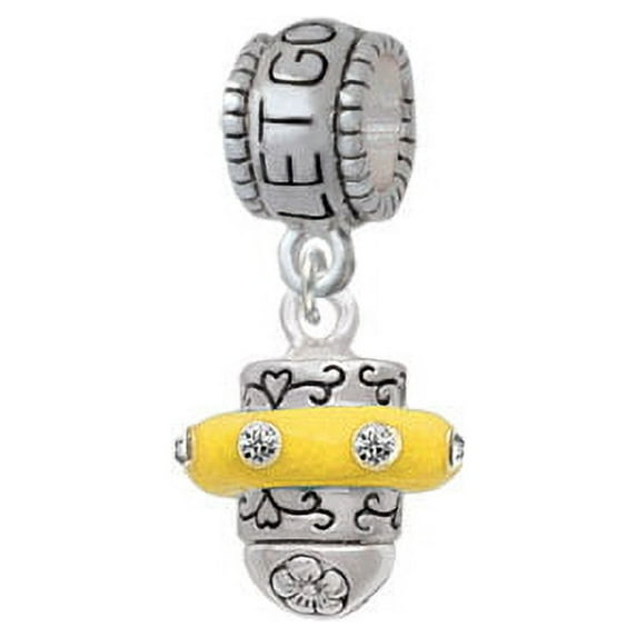 Crystal Yellow Spinner - Let Go Let God Charm Bead