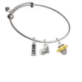 thumbnail image 1 of Crystal Yellow Spinner Lil Sister Heart Expandable Bangle Bracelet, 1 of 1