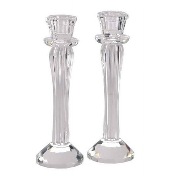 Crystal and Glass Candlesticks Sold as a Pair