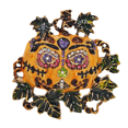 thumbnail image 1 of Crystal and Green Vine Accent Enamel Halloween Pumpkin Brooch, 1 of 9