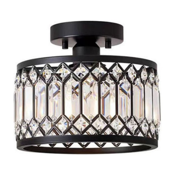 Crystal black ceiling light, single lamp semi embedded fixture,