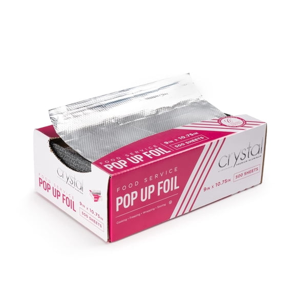 Crystal by crystalware FPU9103000B Premium Aluminum Foil Pop Up Sheets, 9" x 10.75" 500 Sheets