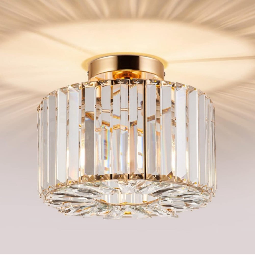 Crystal ceiling lighting fixtures, modern semi embedded ceiling lighting fixtures, golden near ceiling lighting fixtures, crystal chandelier entrance lights, bedroom porch kitchen living room