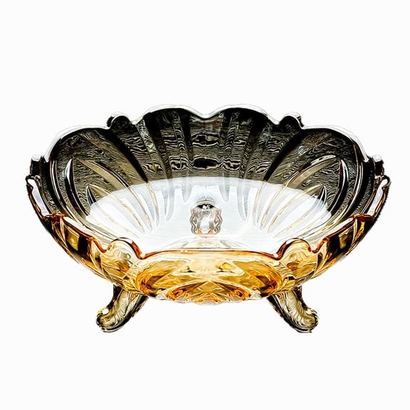 Crystal glass fruit bowl, fruit plate fruit basket fruit bowl plate basket for homes, creative household coffee table, candy pot, amber