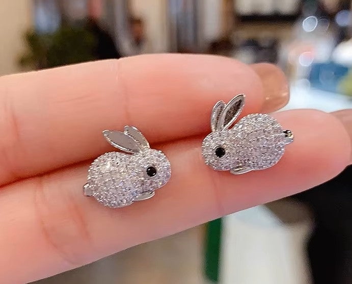 Ear Rabbit Ring Crystal rabbit earring Easter rabbit bunny earrring - Walmart.com