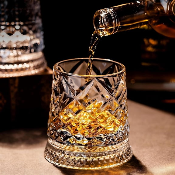 Crystal rotating whiskey glass set includes a classic whiskey glass and a 360° rotating base to help relieve stress. It's the perfect Christmas surprise for men, husbands, and fathers.