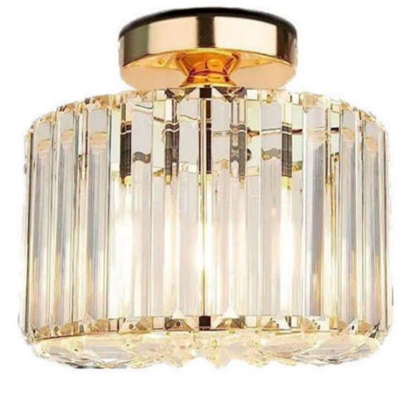 Crystal semi-recessed ceiling light, modern style corridor fixture, metal material, near-ceiling light, suitable for kitchen, living room, bathroom, entrance, bedroom (7.88 inches)