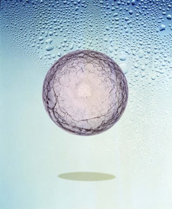 Crystal sphere floating in water and bubbles Canvas Art - Panoramic Images (20 x 24)