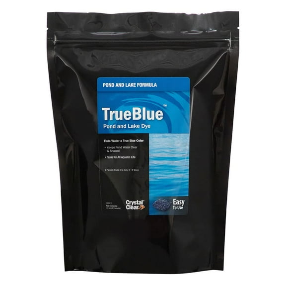 CrystalClear True Blue Pond Dye Packets, Convenient Water Soluble Packets, Ecofriendly, Clean & Clear Water, No Mixing & Easy to Use, Enhances Natural Color, Treats up to 2 Acres, 4 Packets