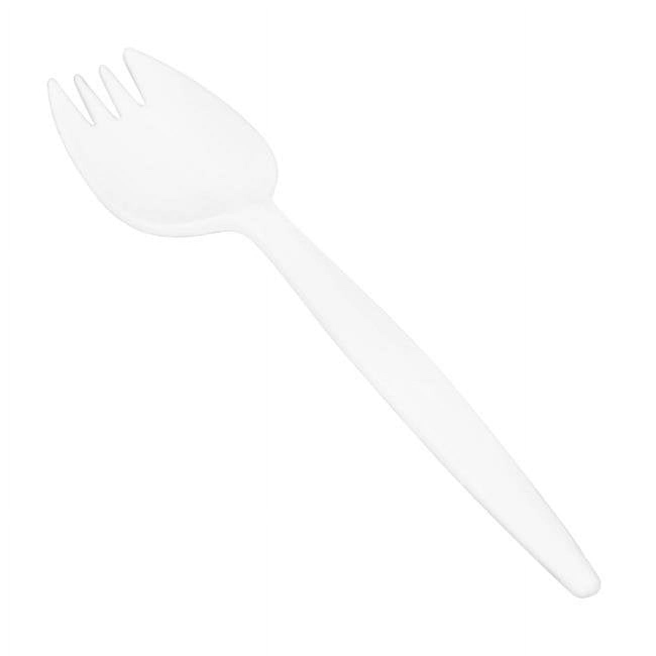 CrystalWare 2003431 Medium Weight Plastic Spork, White Case of 1000