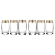 Crystalex 25015/250/QP249 8.25 oz, Ideal Exclusive, Highball Glasses, Gold Rim, Set of 6, Cristallin Glass, Drinkware