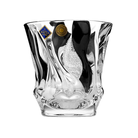 Crystalex JS37025 10 Oz Crystal Bamboo DOF Glasses with Mat Ice and Black Lister