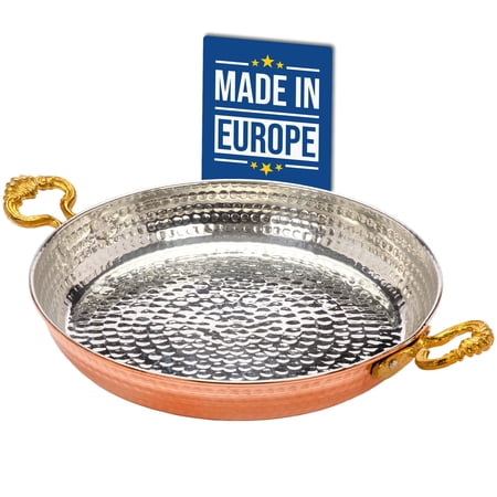 Crystalia Authentic Hammered Copper Pan, Traditional Handmade Copper Skillets for Cooking, Copper Egg Fry Omelet Pan with Ergonomic Metallic Handles, Hammered Copper Cookware, 7.1 Inch
