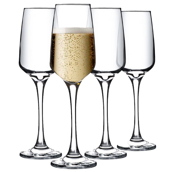 Crystalia Champagne Glasses Set of 4, Elegant Wine Flutes, Wedding Prosecco Glasses, Flute Champagne Glass, Champagne Flutes, Glass Flutes, 7.78 oz